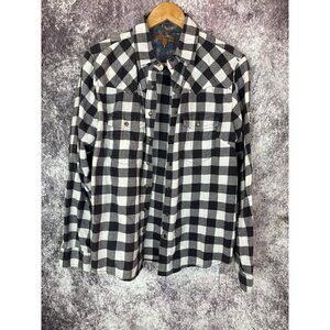 JACHS Girlfriend Shirt Womens M Bea Flannel Buffalo Check Pearl Snap Western